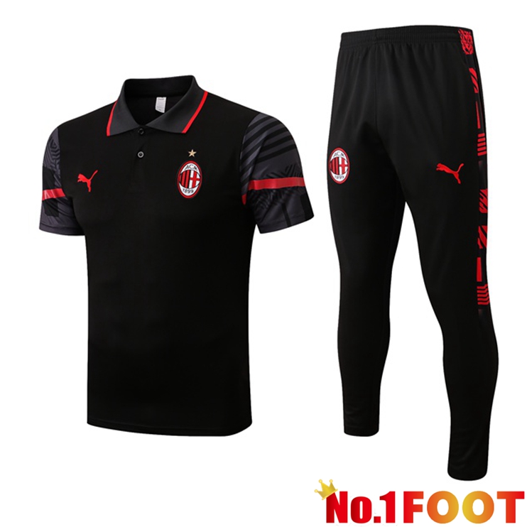 AC Milan polo shirt + Pants Black 2022/2023 - Click Image to Close