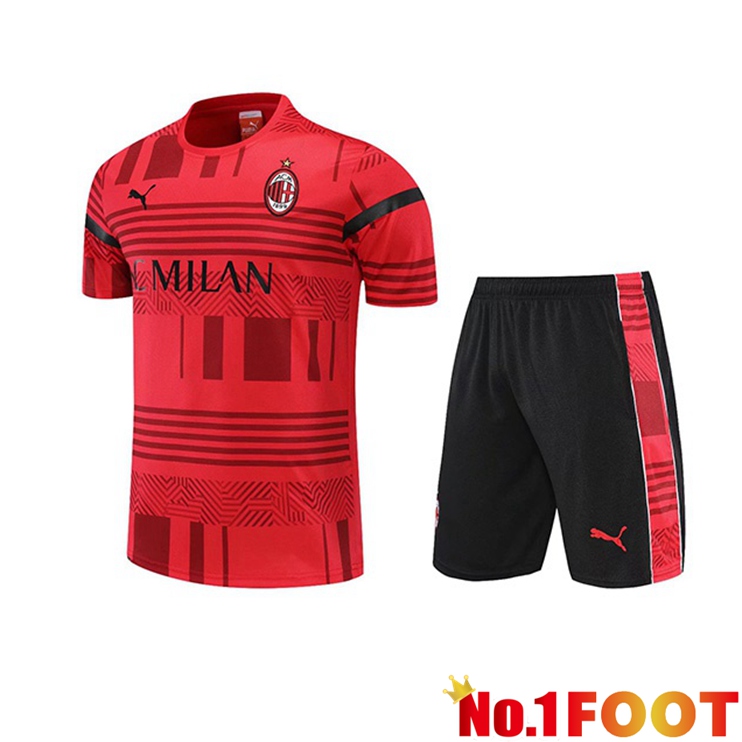 AC Milan Training T Shirt + Shorts Red 2022/2023