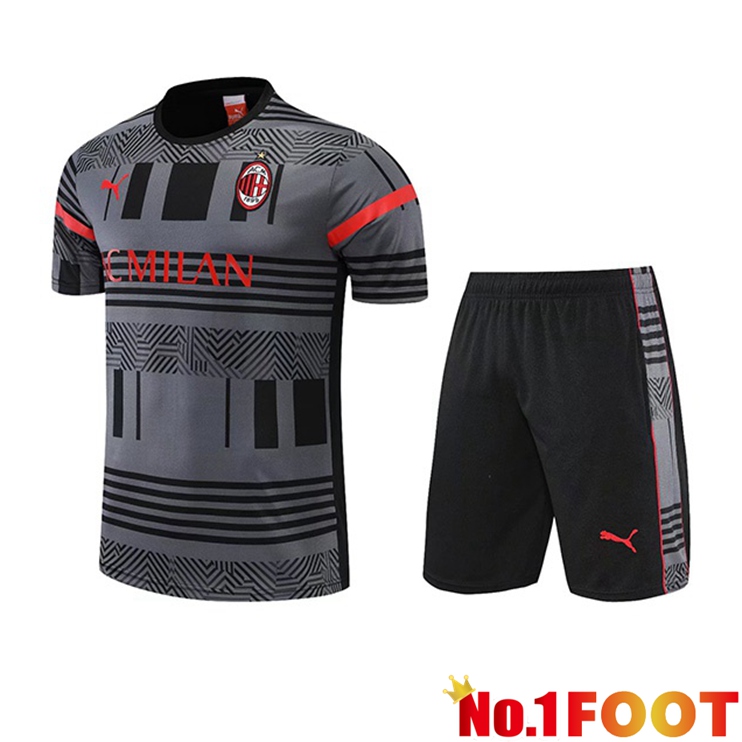 AC Milan Training T Shirt + Shorts Grey 2022/2023