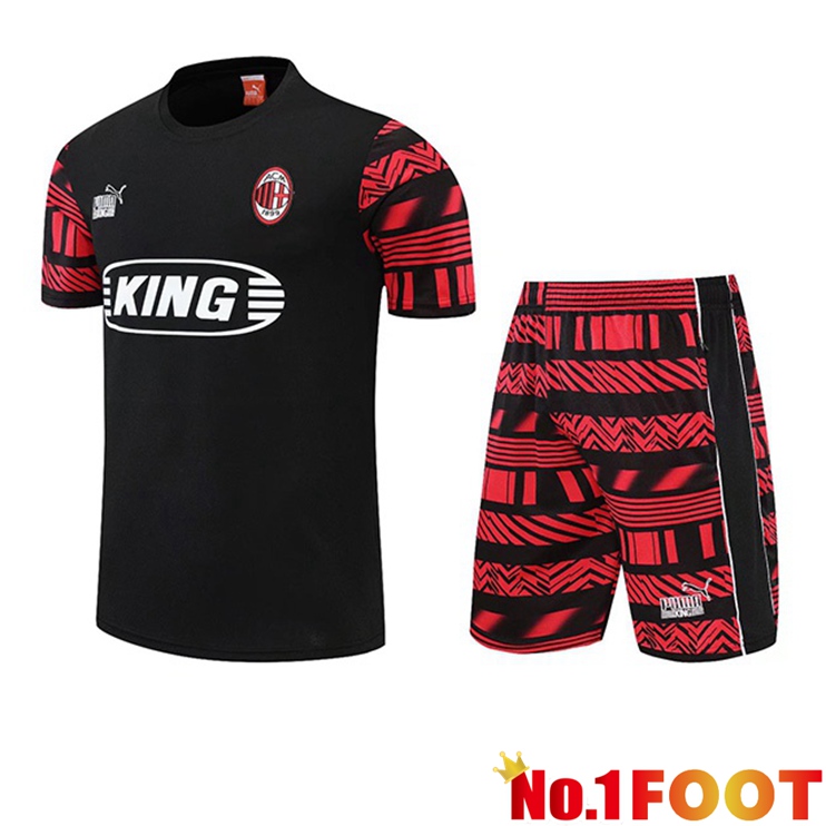 AC Milan Training T Shirt + Shorts Black 2022/2023