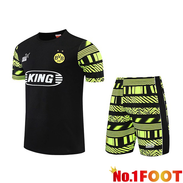 Dortmund BVB Training T Shirt + Shorts Black 2022/2023