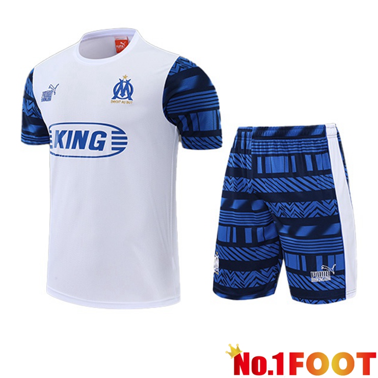 Marseille OM Training T Shirt + Shorts White 2022/2023