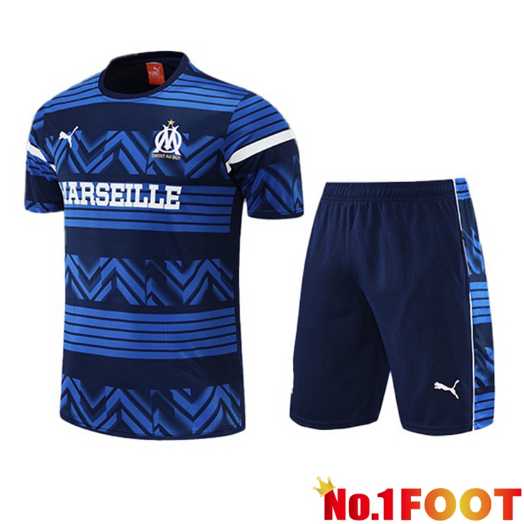 Marseille OM Training T Shirt + Shorts Blue 2022/2023