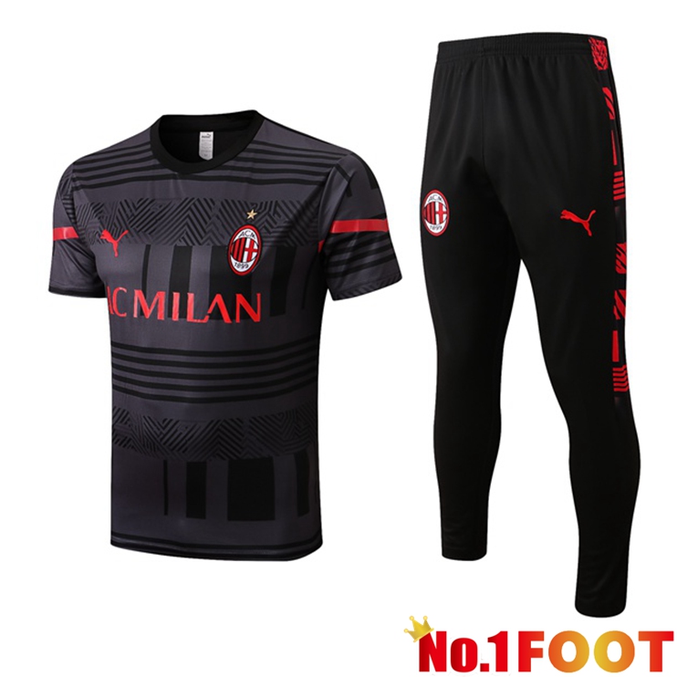 AC Milan Training T Shirt + Pants Black 2022/2023