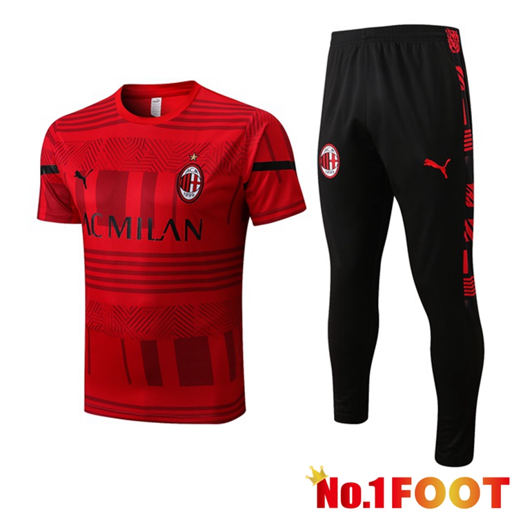 AC Milan Training T Shirt + Pants Red 2022/2023