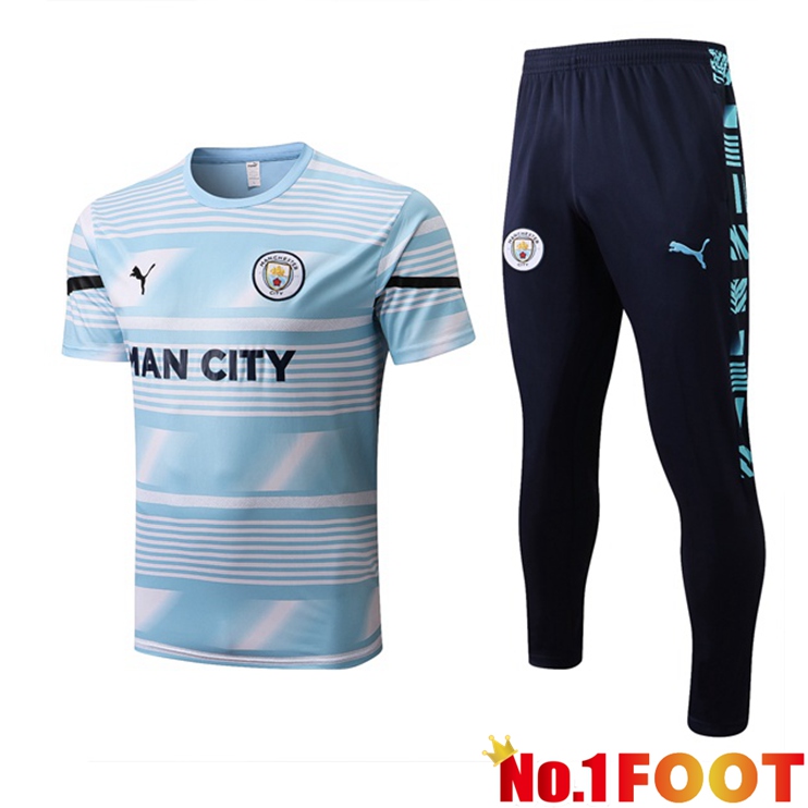 Manchester City Training T Shirt + Pants Blue White 2022/2023