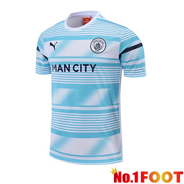 Manchester City Training T Shirt White Blue 2022/2023