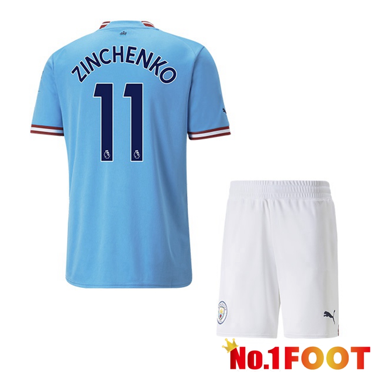 Manchester City (Zinchenko 11) Jersey Kids Home Blue 2022/2023