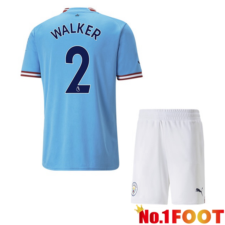 Manchester City (Kyle Walker 2) Jersey Kids Home Blue 2022/2023