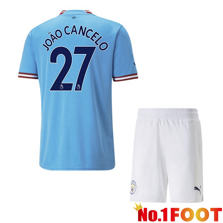 Manchester City (João Cancelo 27) Jersey Kids Home Blue 2022/2023