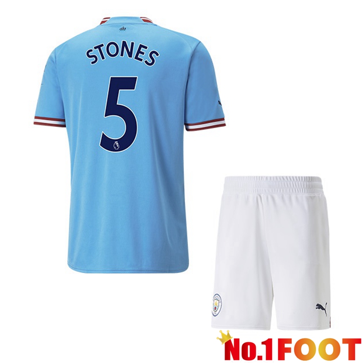 Manchester City (John Stones 5) Jersey Kids Home Blue 2022/2023