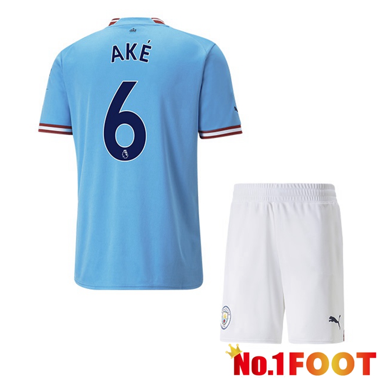 Manchester City (Nathan Ake 6) Jersey Kids Home Blue 2022/2023