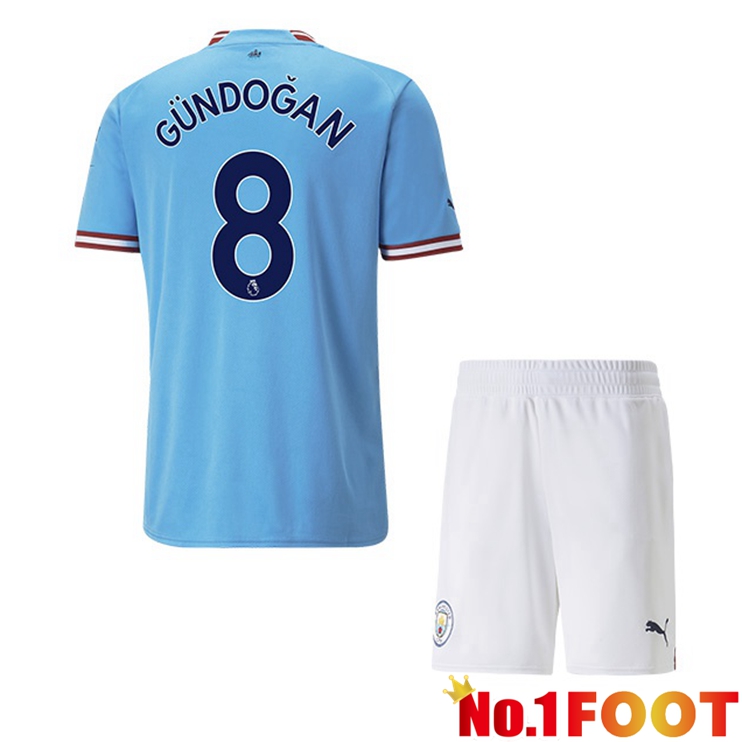 Manchester City (Ilkay Gündogan 8) Jersey Kids Home Blue 2022/2023