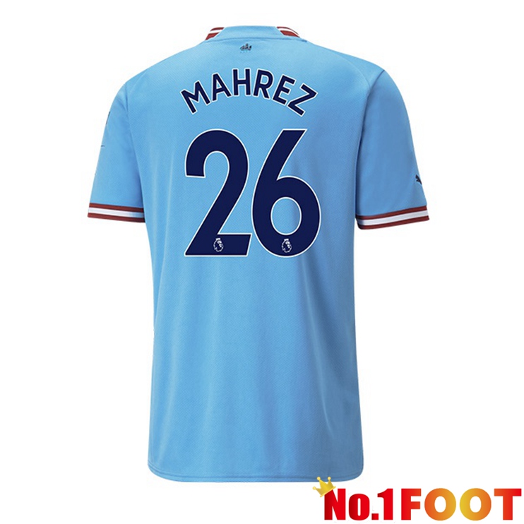 Manchester City (Riyad Mahrez 26) Jersey Home Blue 2022/2023