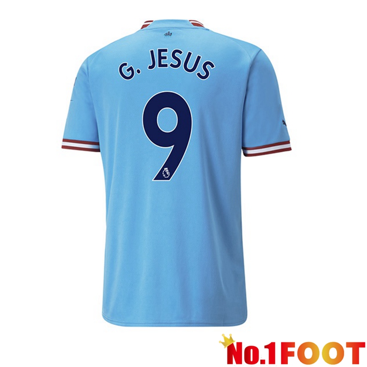 Manchester City (Gabriel Jesus 9) Jersey Home Blue 2022/2023