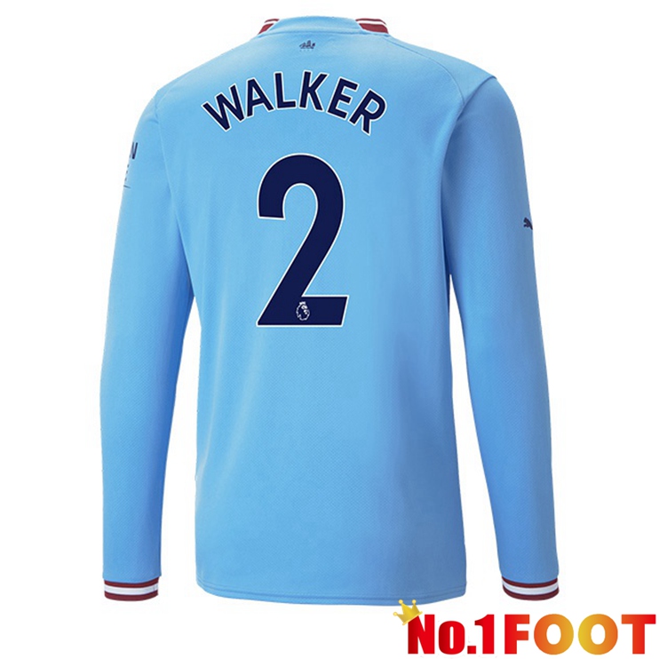 Manchester City (Kyle Walker 2) Jersey Home Long Sleeve Blue 2022/2023