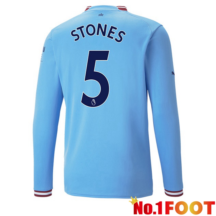 Manchester City (John Stones 5) Jersey Home Long Sleeve Blue 2022/2023