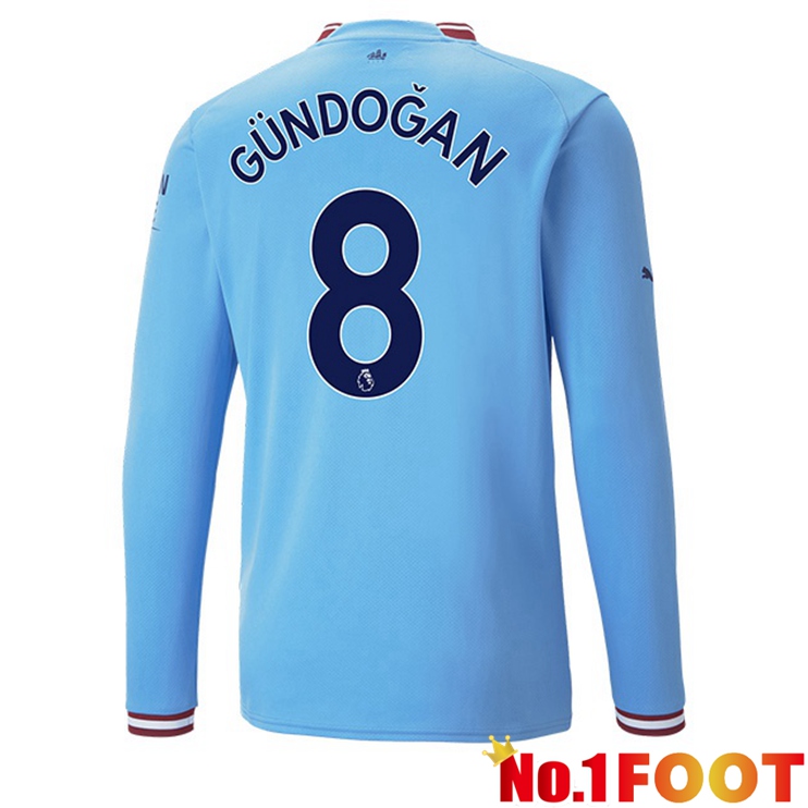 Manchester City (Ilkay Gündogan 8) Jersey Home Long Sleeve Blue 2022/2023