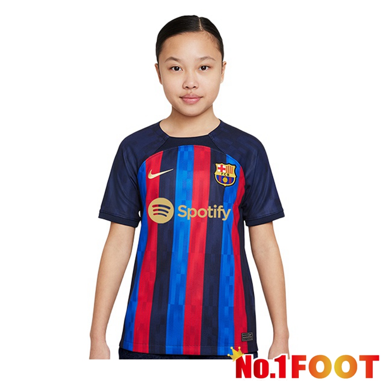 FC Barcelona Jersey Kids Home Red Blue 2022/2023