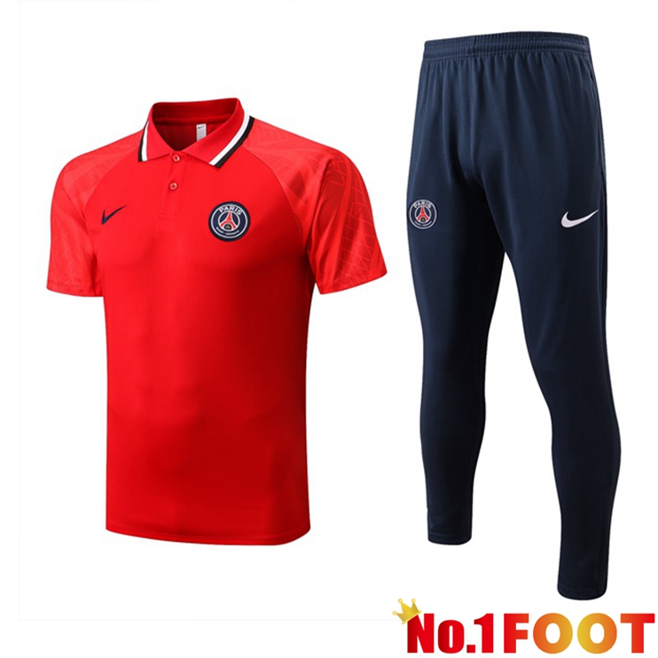 Paris PSG polo shirt + Pants Red 2022/2023