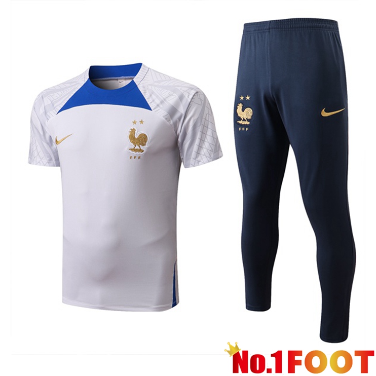 France Training T Shirt + Pants White 2022/2023