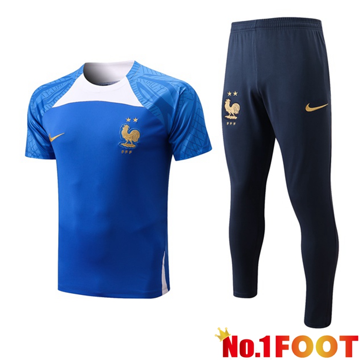 France Training T Shirt + Pants Blue 2022/2023