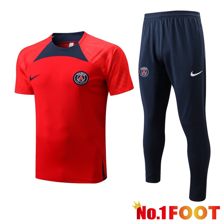 Paris PSG Training T Shirt + Pants Red 2022/2023