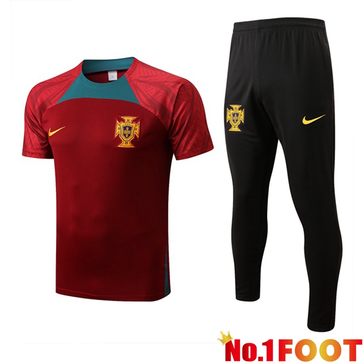 Portugal Training T Shirt + Pants Red 2022/2023