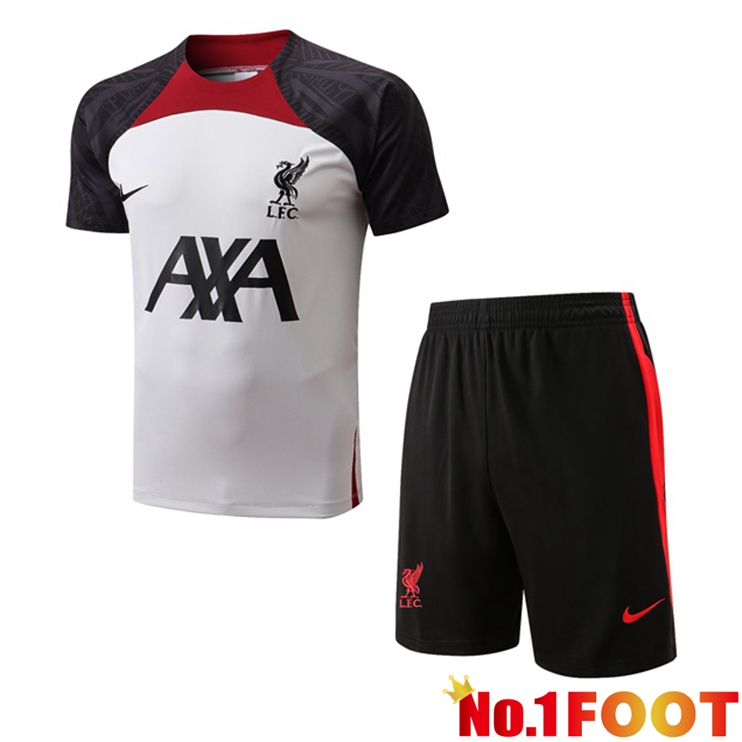 FC Liverpool Training T Shirt + Shorts White Black 2022/2023