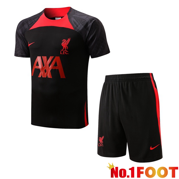 FC Liverpool Training T Shirt + Shorts Black 2022/2023