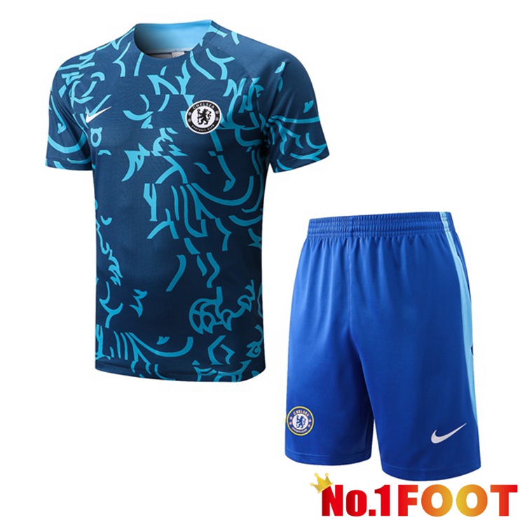 FC Chelsea Training T Shirt + Shorts Blue 2022/2023