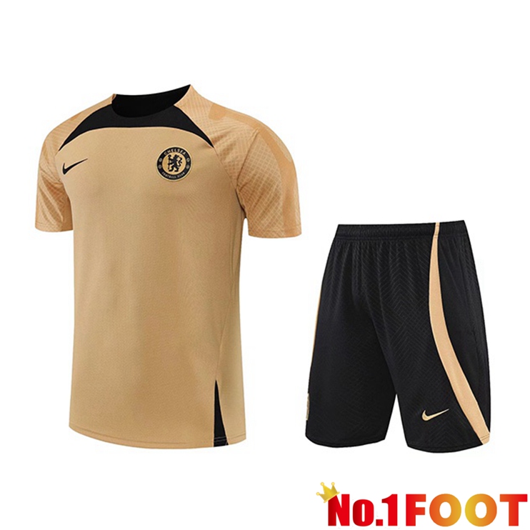 FC Chelsea Training T Shirt + Shorts Yellow 2022/2023