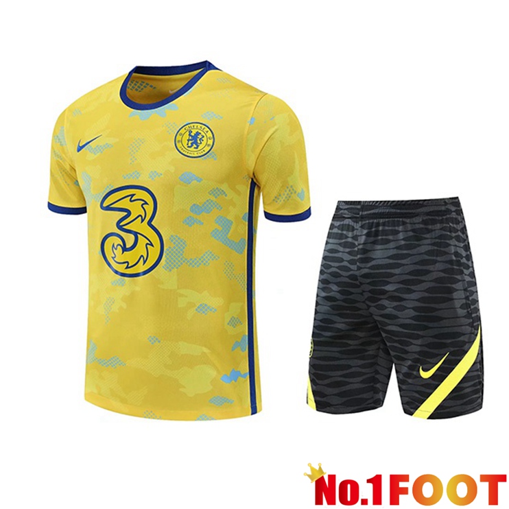 FC Chelsea Training T Shirt + Shorts Yellow 2022/2023