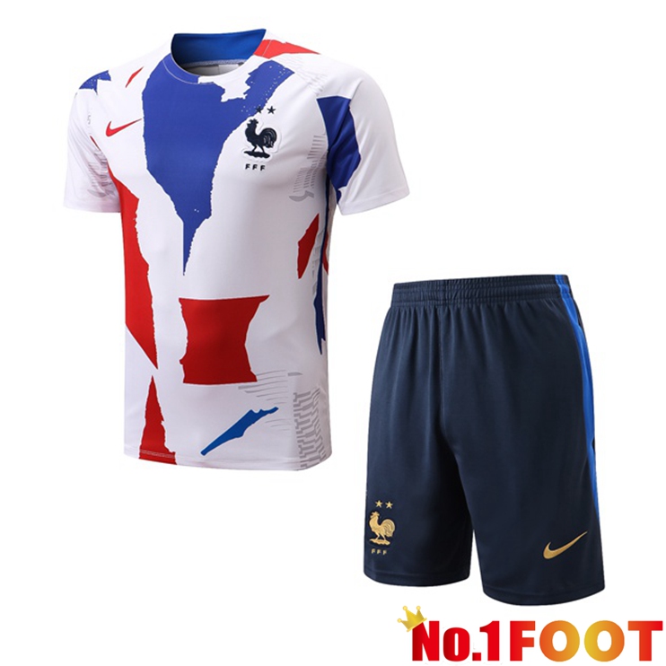 France Training T Shirt + Shorts White 2022/2023