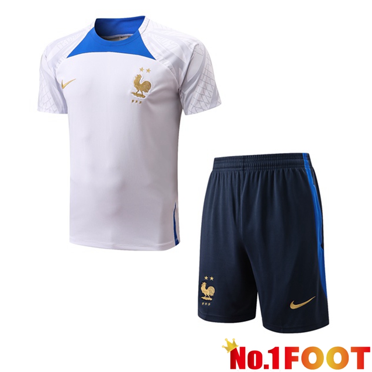 France Training T Shirt + Shorts White 2022/2023