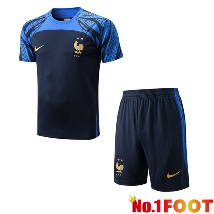 France Training T Shirt + Shorts Blue Royal 2022/2023