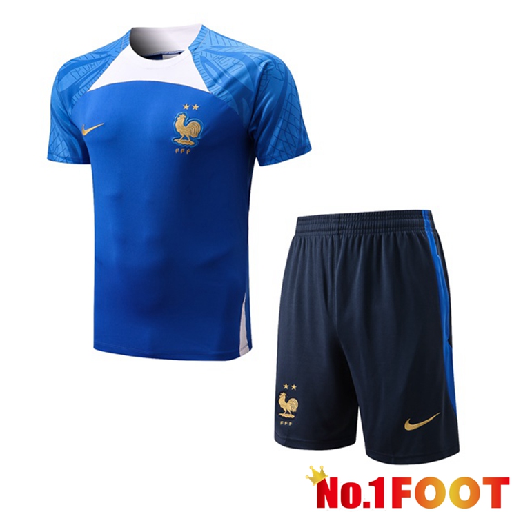 France Training T Shirt + Shorts Blue 2022/2023