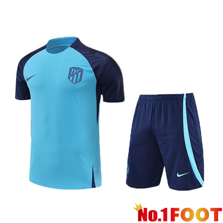 Atletico Madrid Training T Shirt + Shorts Blue 2022/2023