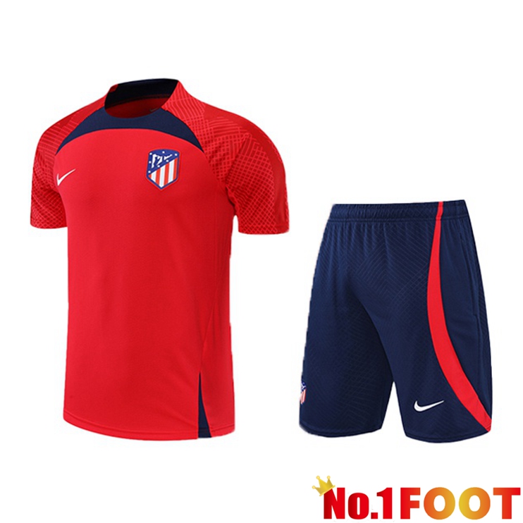 Atletico Madrid Training T Shirt + Shorts Red 2022/2023