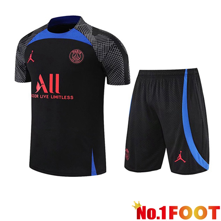 Paris PSG Training T Shirt + Shorts Black 2022/2023