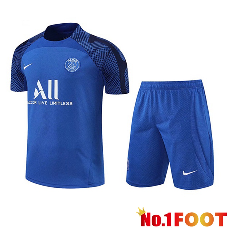 Paris PSG Training T Shirt + Shorts Blue 2022/2023