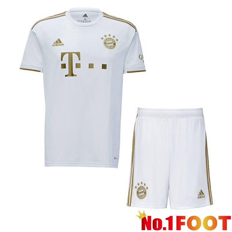 Bayern Munich Kids Football Jerseys Away White 2022-2023