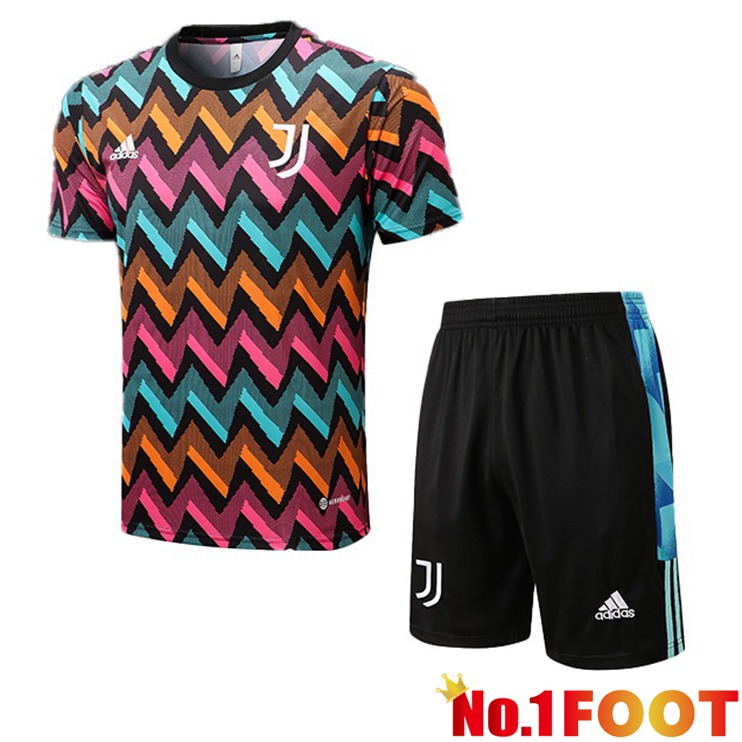 Juventus Training T-Shirts + Shorts Blue 2022-2023