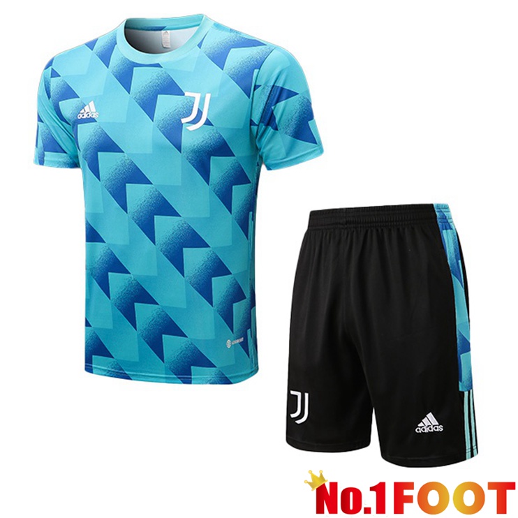 Juventus Training T-Shirts + Shorts Blue 2022-2023