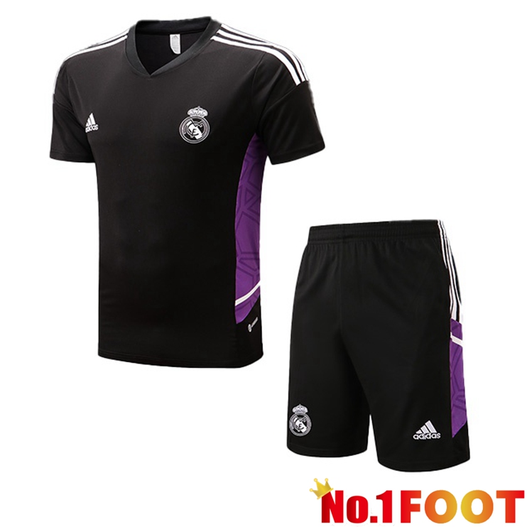 Real Madrid Training T-Shirts + Shorts Black 2022-2023