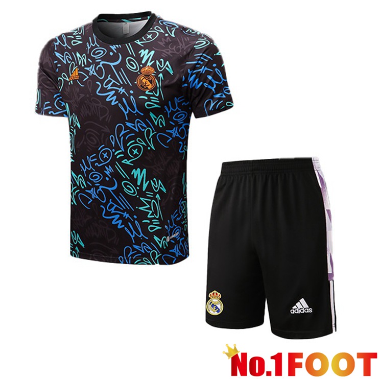 Real Madrid Training T-Shirts + Shorts Black 2022-2023