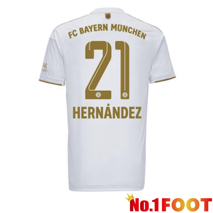 Bayern Munich (Hernández 21) Football Jerseys Away White 2022-2023