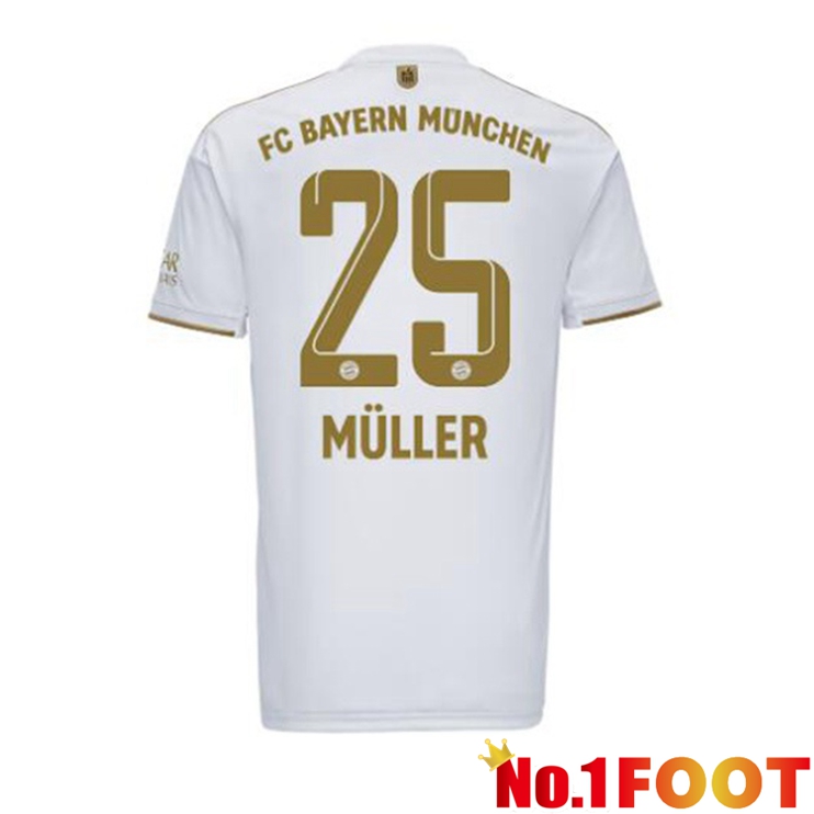 Bayern Munich (Müller 25) Football Jerseys Away White 2022-2023