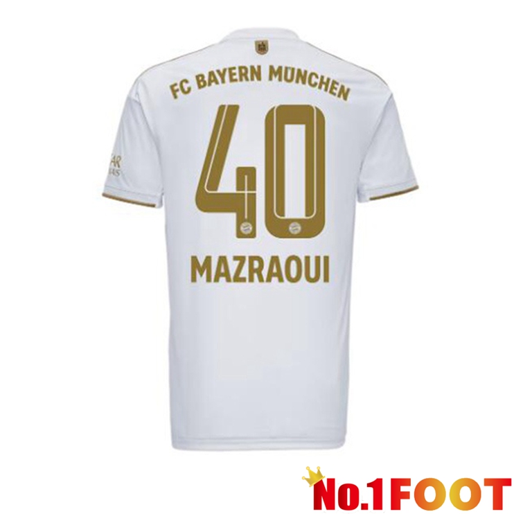 Bayern Munich (Mazraoui 40) Football Jerseys Away White 2022-2023