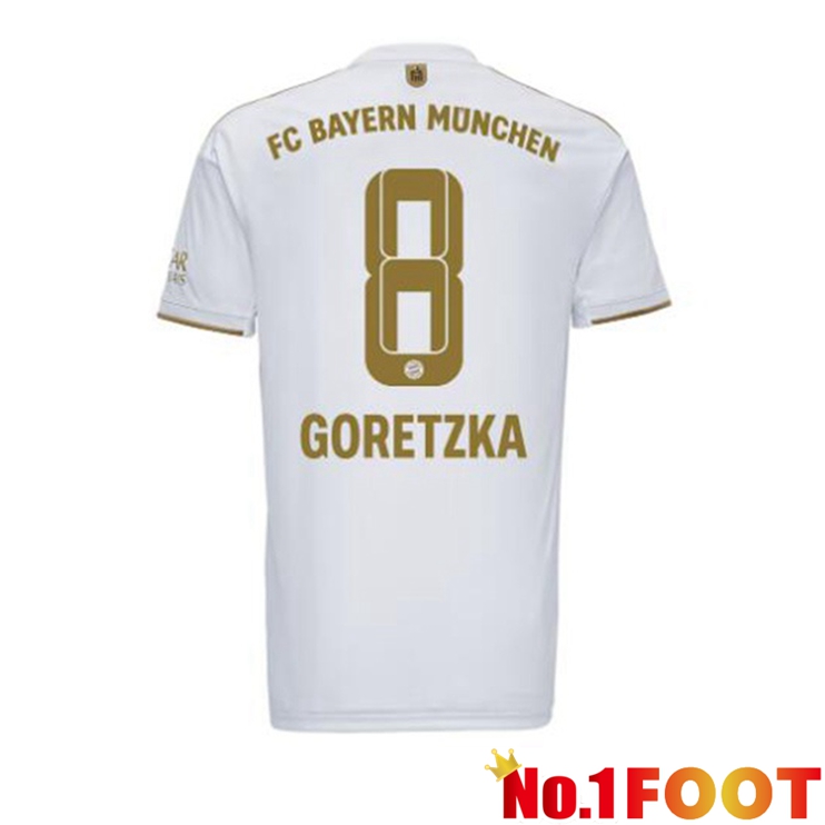 Bayern Munich (Goretzka 8) Football Jerseys Away White 2022-2023